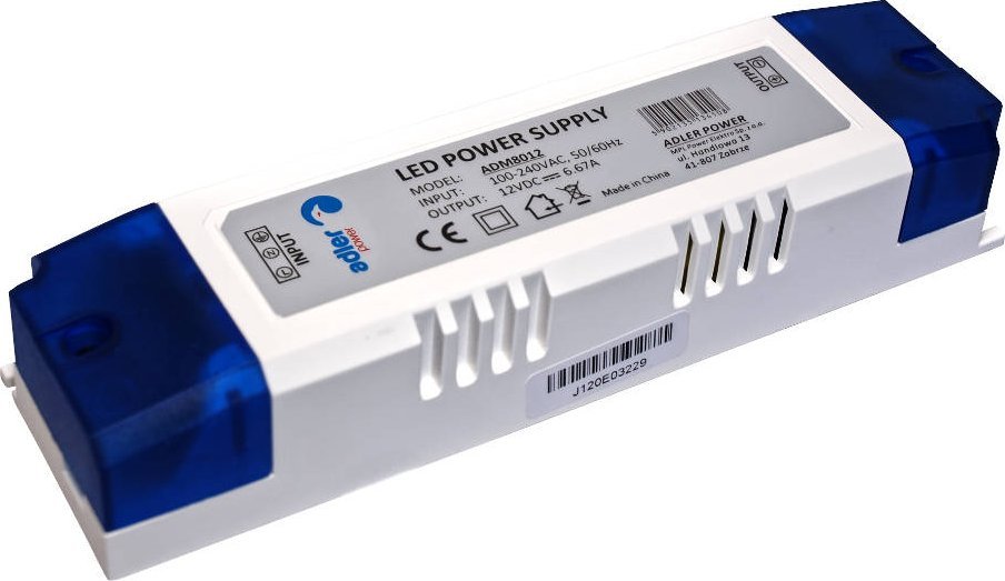 zasilacz CV 12V/80W plastic ze złączem śrubowym z zaślepką