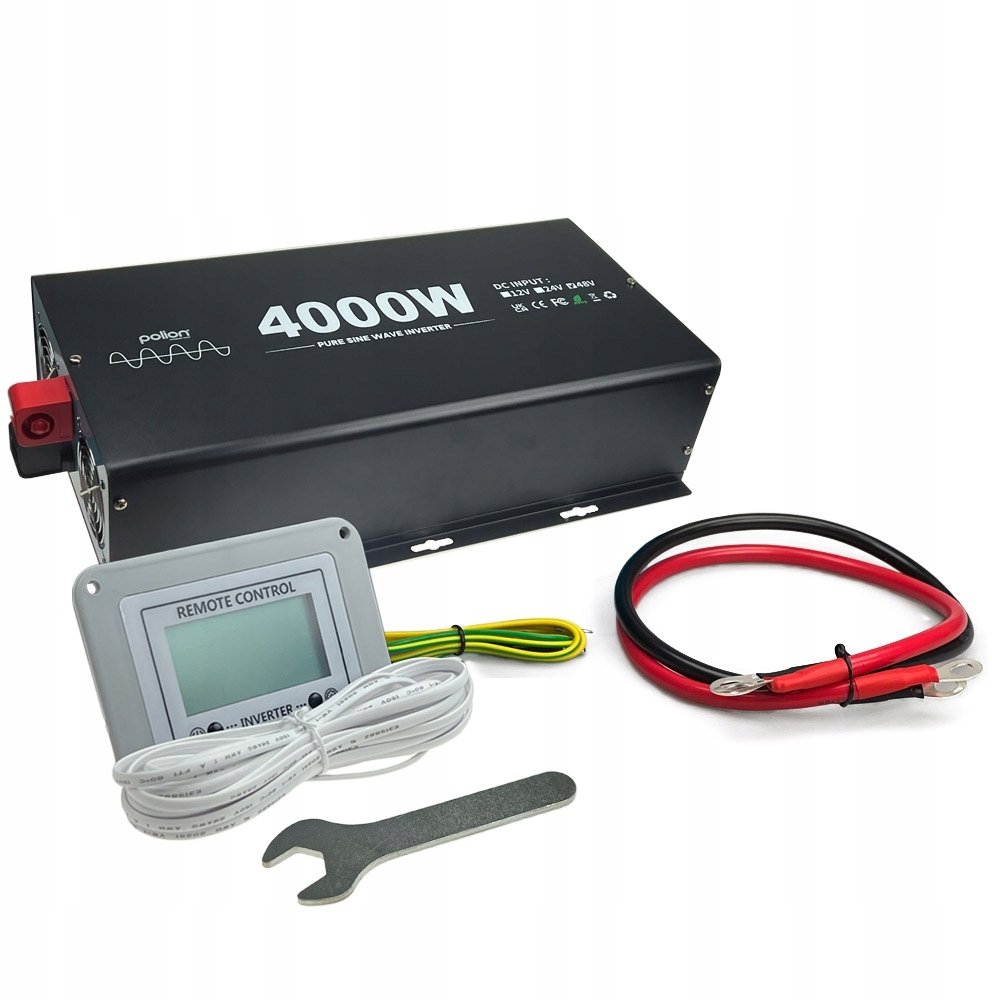 Przetwornica samochodowa 48V/230V 4000W czysty sinus, pilot, LCD
