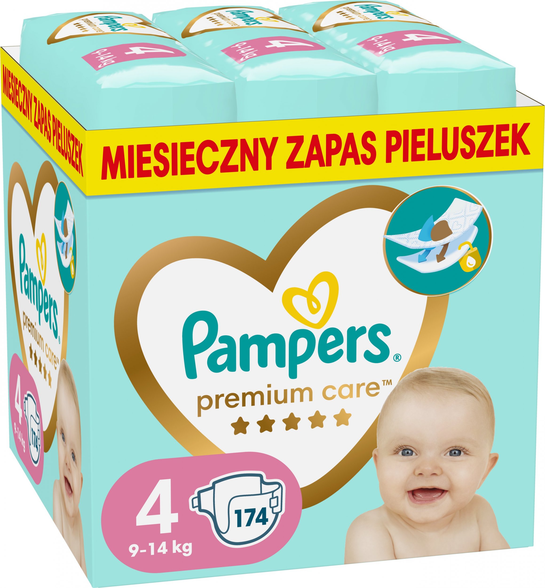 Pampers Pieluchy Premium Care 4, 9-14 kg, 174 szt.