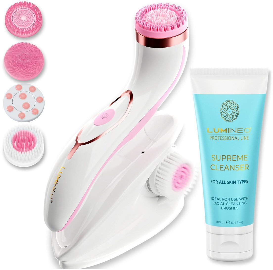 LUMINEO Professional Line Szczoteczka do twarzy Brush Pro różowa + Żel oczyszczajacy Lumineo do wszystkich typów cery 100 ml