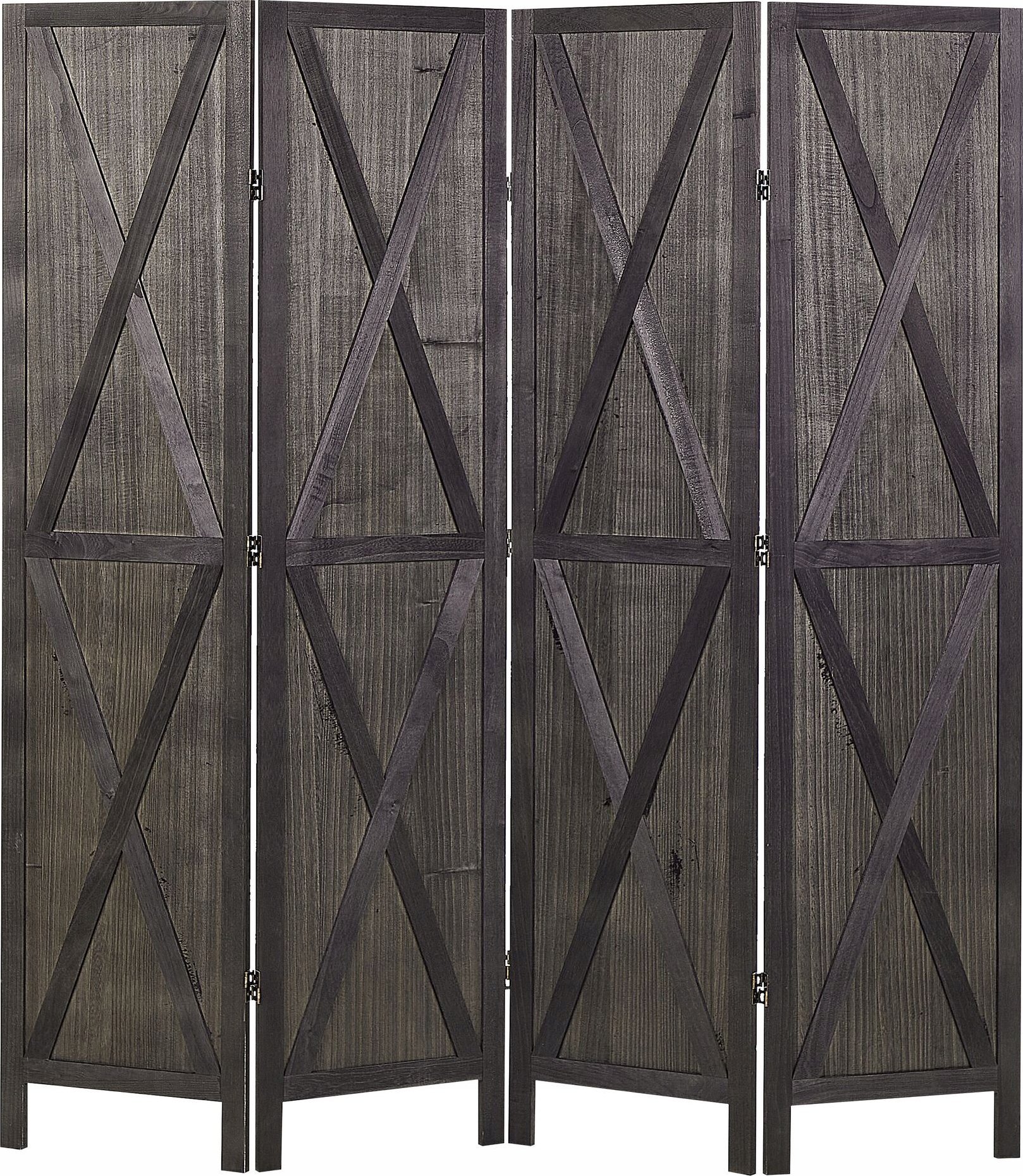 Beliani 4-panelowy składany parawan pokojowy drewniany 170 x 163 cm ciemnobrązowy RIDANNA