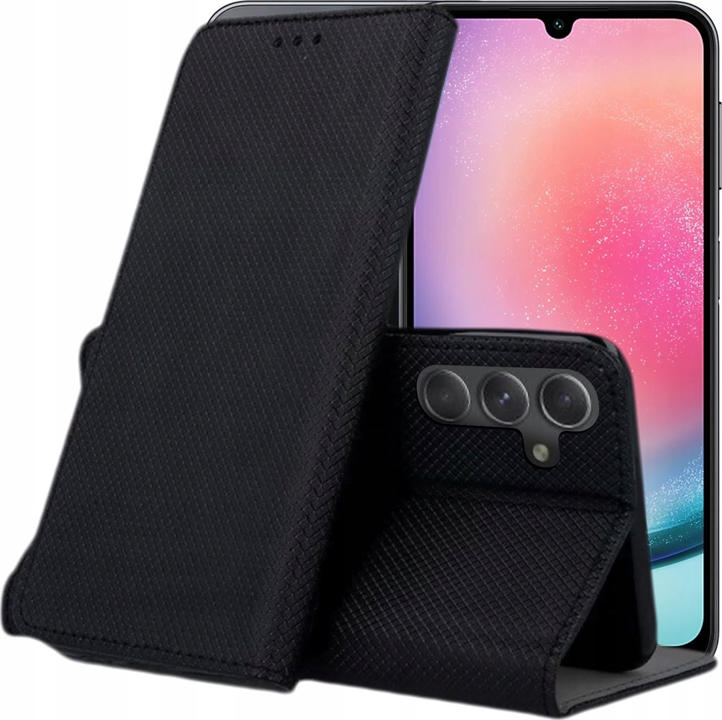 Hello Case ETUI Z KLAPKĄ DO SAMSUNG GALAXY A24 4G / A25 5G CZARNE ZAMYKANE MAGNETYCZNE