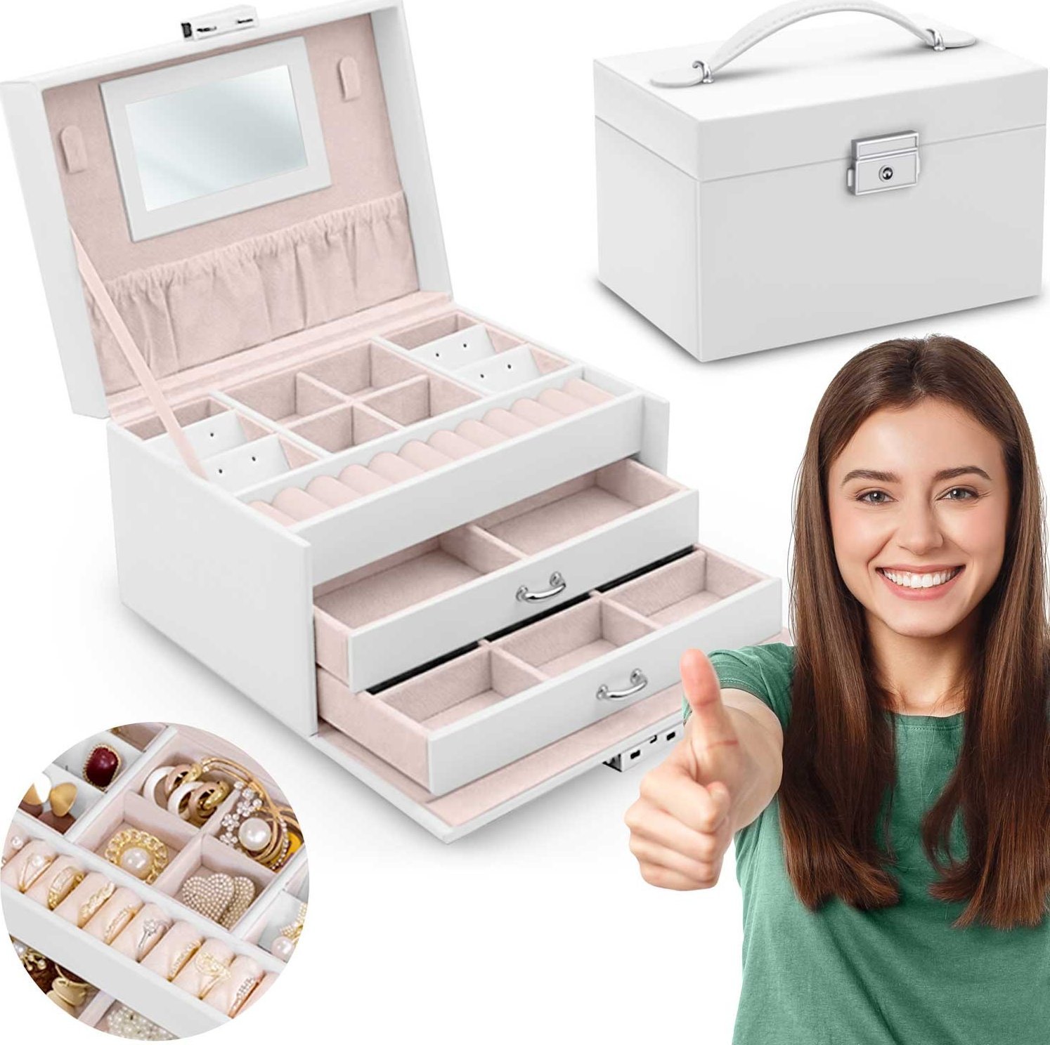 Massido Szkatułka na biżuterię MS-700 Massido - biała