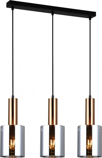 Lampa wisząca Italux Sardo nowoczesna czarny (PND-5581-3-BRO+SG)