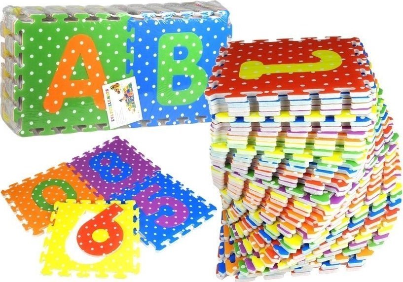 LeanToys Puzzle Piankowe Kolorowe Alfabet i Cyferki 36 elementów