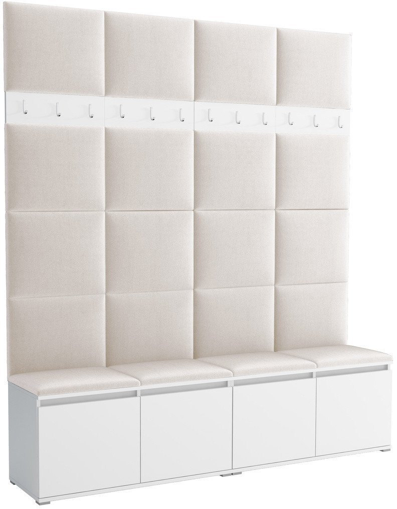 Tapicerowana garderoba Noris II - kolor biały + tkanina Trinity 01