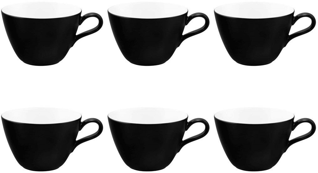 Zestaw 6 filiżanek do kawy 370 ml czarny porcelana Seltmann Weiden