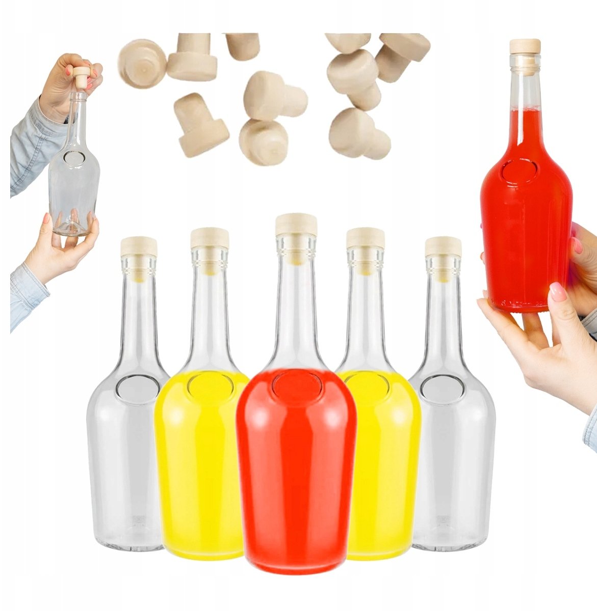 40x Butelki Szklane GLORIA 500ml Na Nalewki Butelka Grube Szkło + KOREK