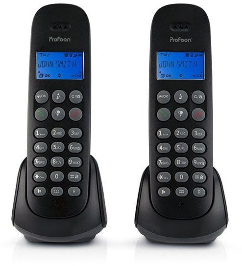 PROFOON PDX-320 - DECT-Telefon mit 2 Mobilteilen, schwarz