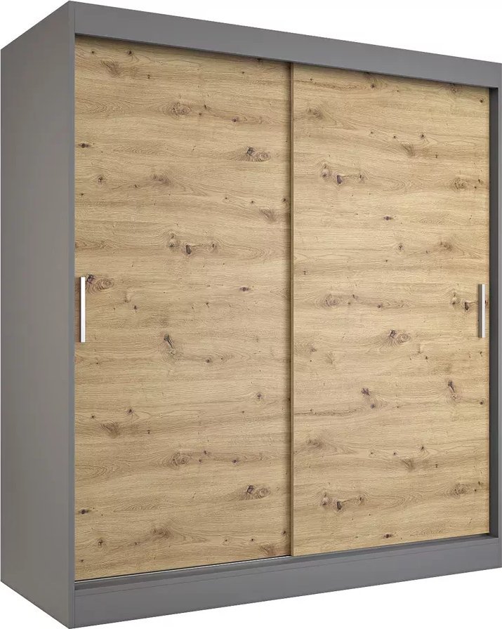 Elior Szafa przesuwna 180 cm antracyt + dąb artisan - Corina 5X