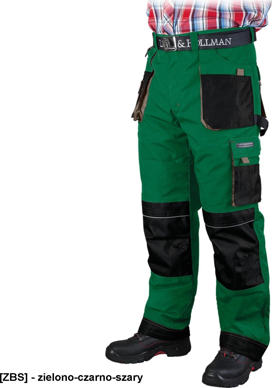 R.E.I.S. LH-FMNW-T - Spodnie ochronne ocieplane do pasa FORMEN - zielono-czarno-szary L