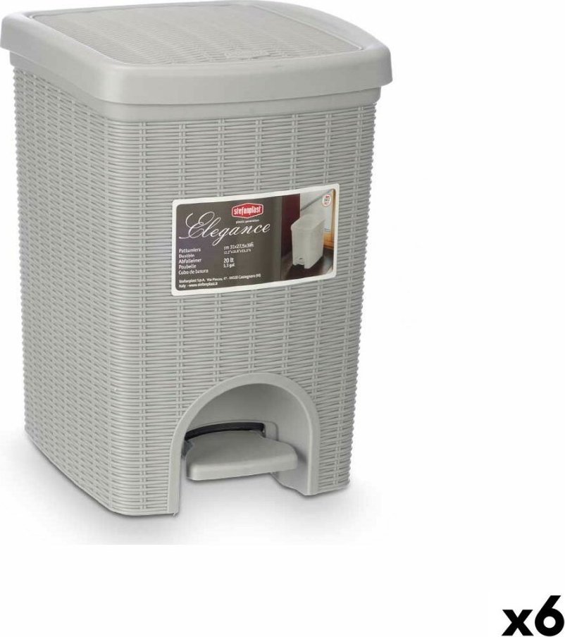 Kosz na Śmieci Stefanplast 30798 Jasnoszary Plastikowy 20 L (6 Sztuk)