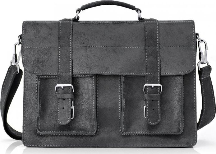 Solome SZARA SKÓRZANA TORBA LISTONOSZKA NA RAMIĘ SOLOME