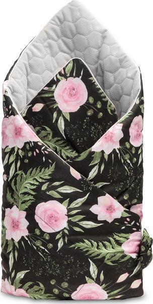 Sensillo ROŻEK VELVET CZARNY KWIATY 75x75