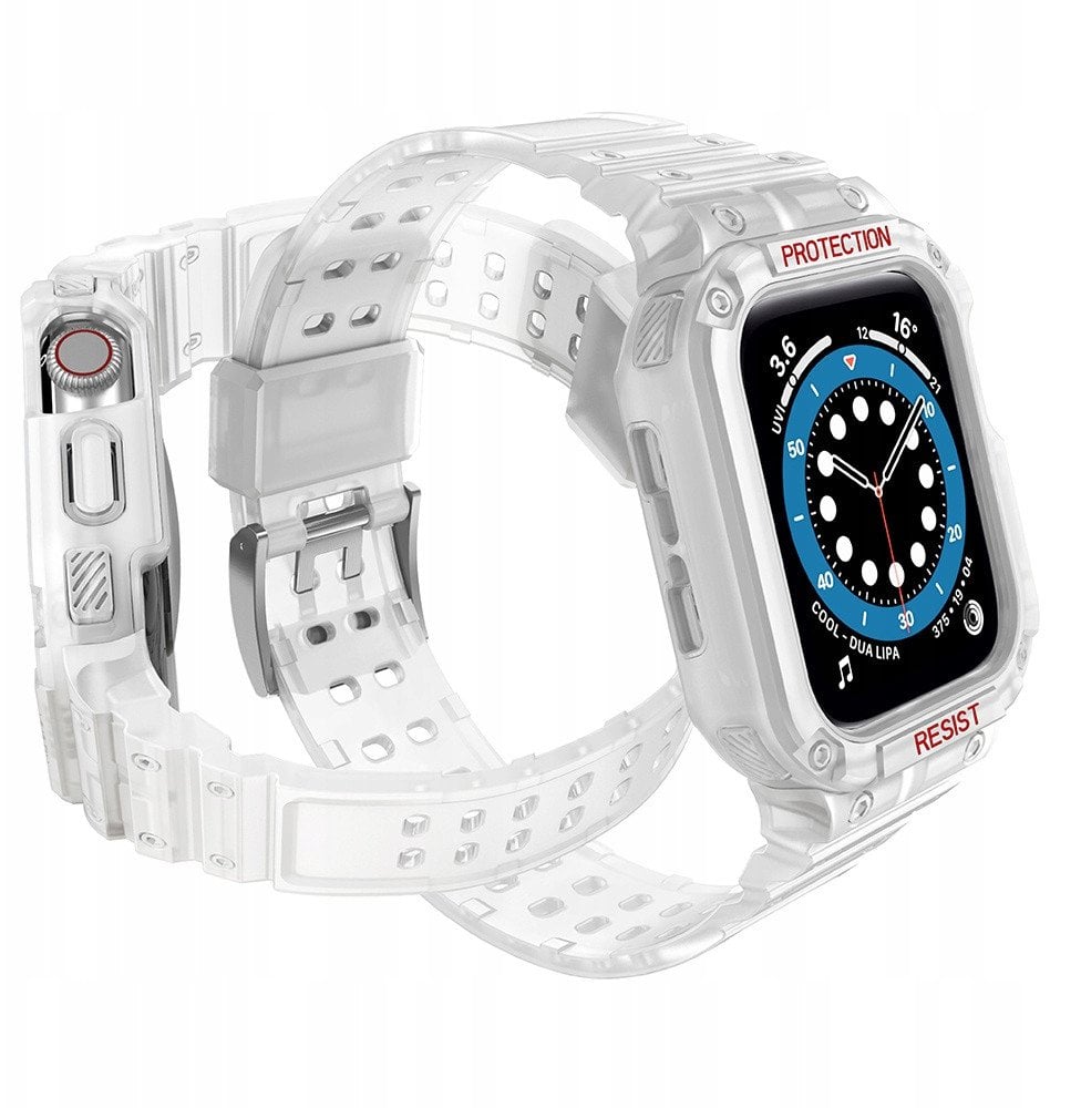 Pasek z etui ochronnym Protect Strap Band do Apple Watch 38 / 40 / 41 mm opaska obudowa pancerna - przezroczysty