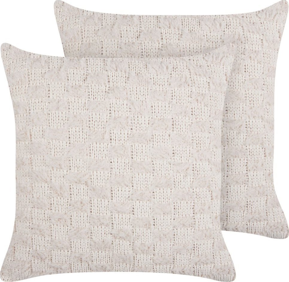 Beliani 2 poduszki plecione 45 x 45 cm beżowe BASALIM