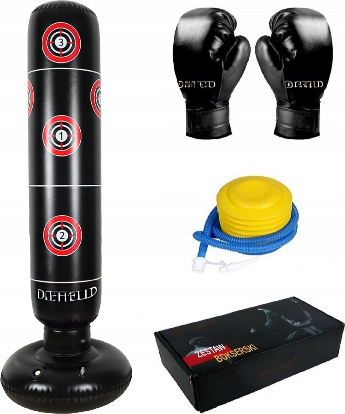 WOREK BOKSERSKI TRENINGOWY STOJĄCY RĘKAWICE POMPKA