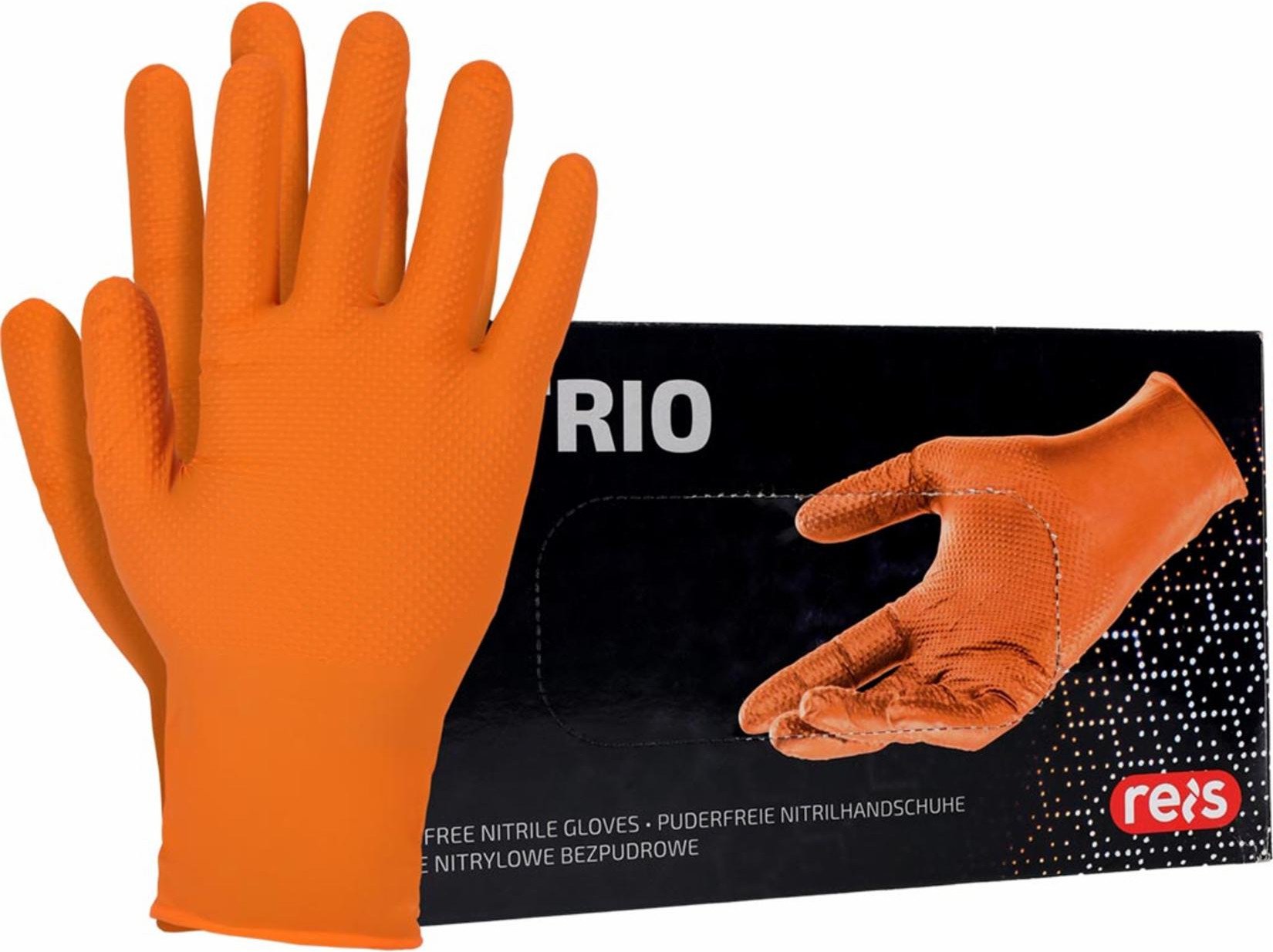 RNITRIO-GRIFF - Rękawice nitrylowe w kolorze czarnym - bezpudrowe - pomarańczowy M