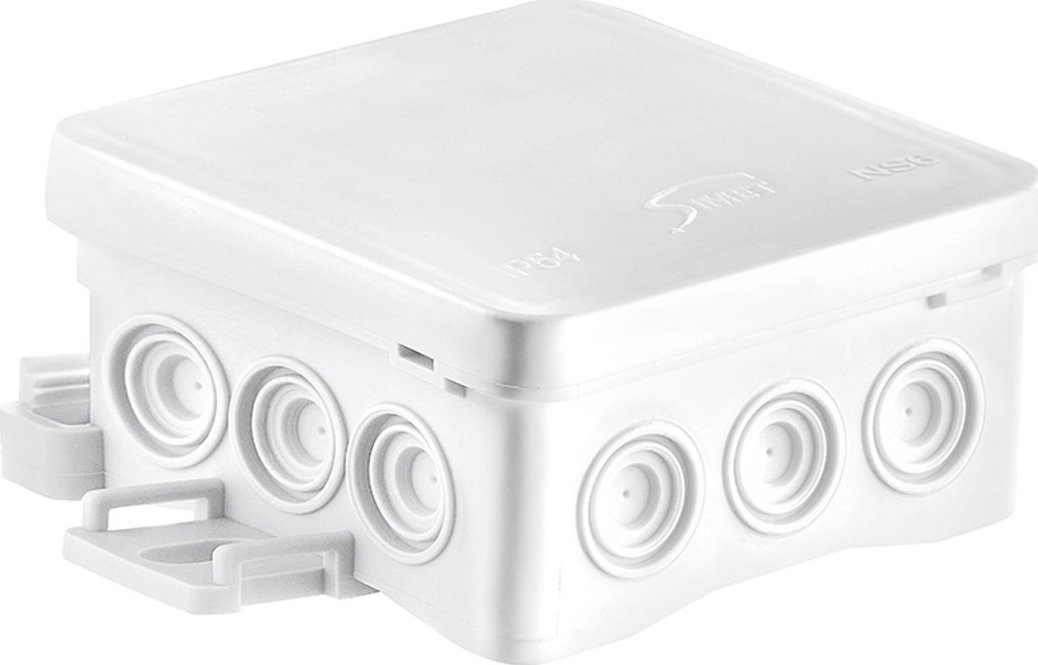 Simet Puszka naścienna 85x40x85mm z dławnicą zintegrowaną samozatrzaskowa seria FASTBOX&ampHOOK biała IP54 NS6 35346106