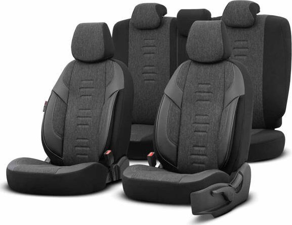 AMiO Komplet pokrowców na fotele samochodowe OTOM THRONE 102 SMOKED 3-ZIP