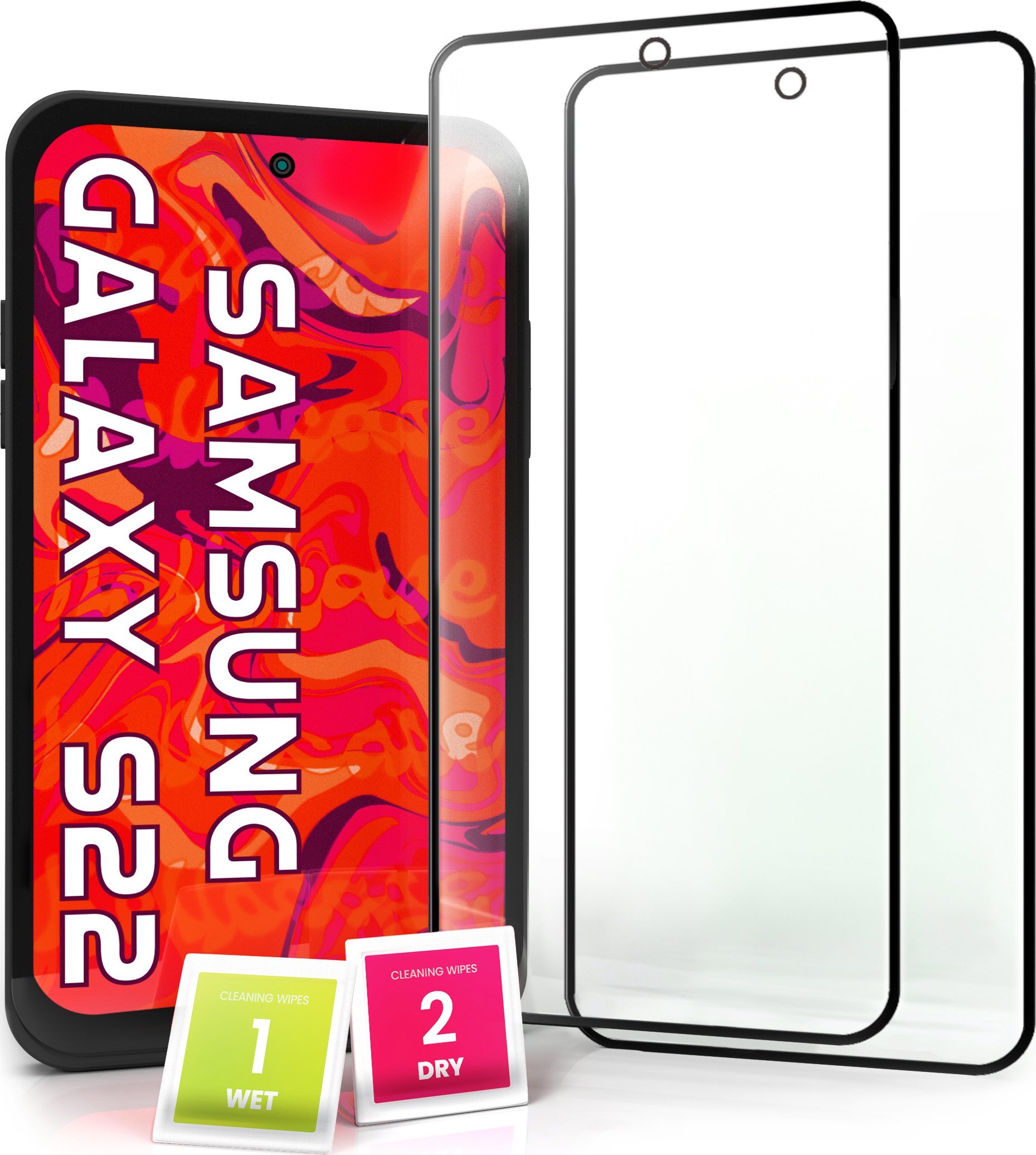 Hello Case 2-pak Szkło Hartowane do Samsung Galaxy S22 Ochronne Pełne Na cały ekran 5D