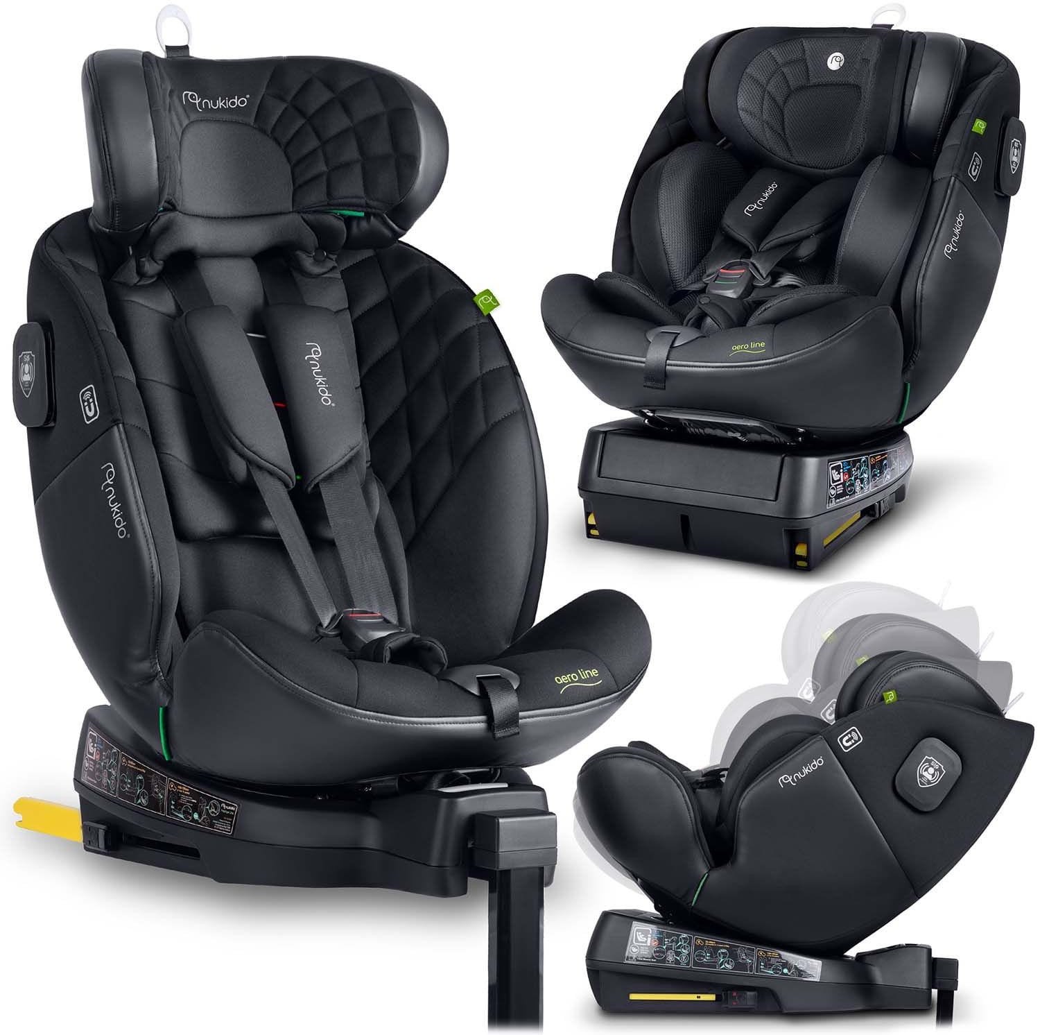 Fotelik samochodowy Nukido Fotelik samochodowy Aero Line czarny 0-36 kg ISOFIX