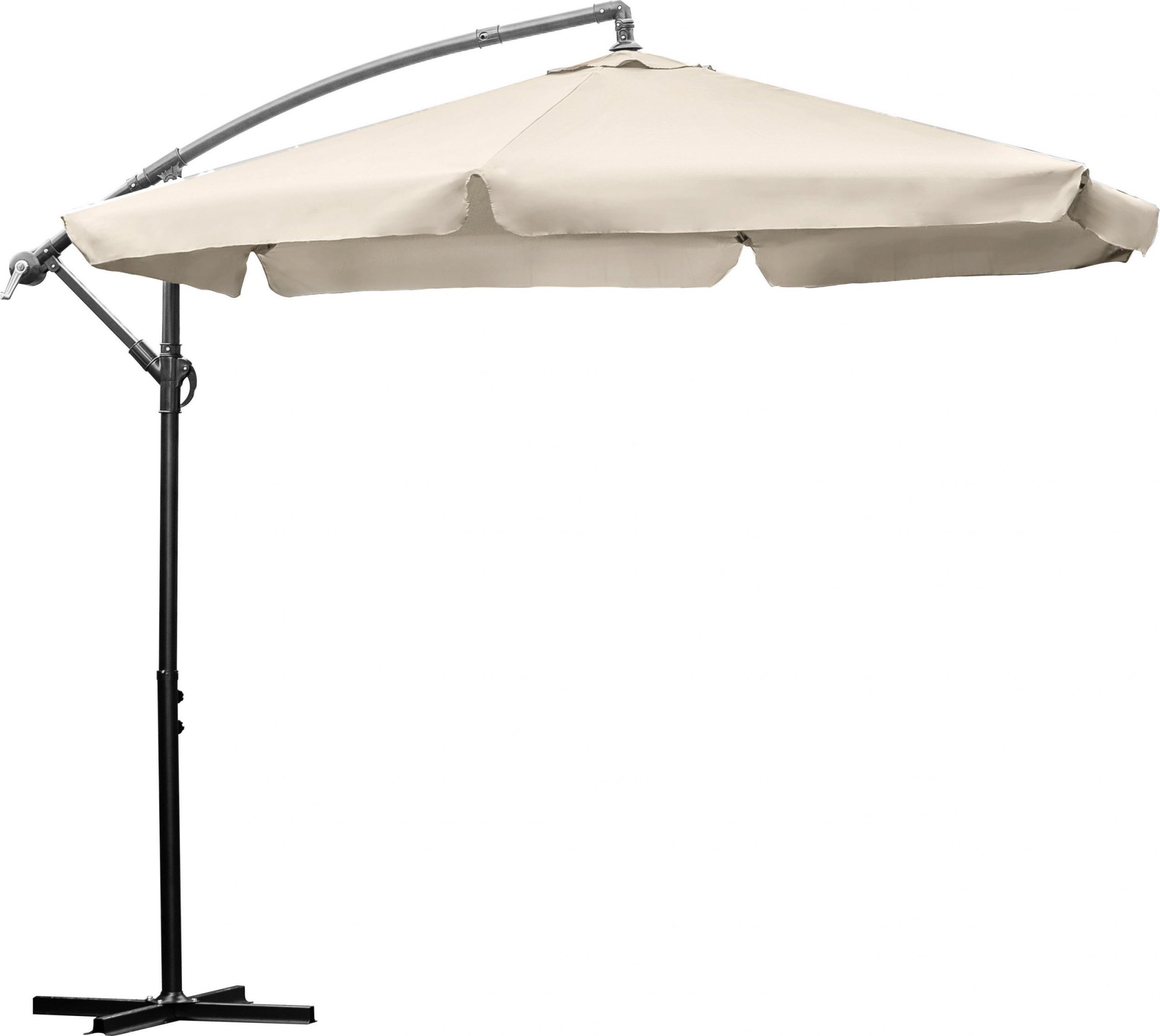 Lehmann PARASOL ogrodowy DUŻY SKŁADANY SOLIDNY z WYSIĘGNIKIEM i FALBANĄ 350cm MOCNY beżowy