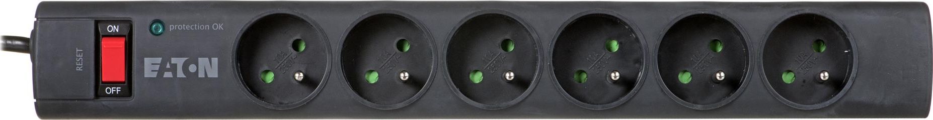 Listwa zasilająca Eaton Protection Strip przeciwprzepięciowa 6 gniazd 1 m czarna (PS6F)
