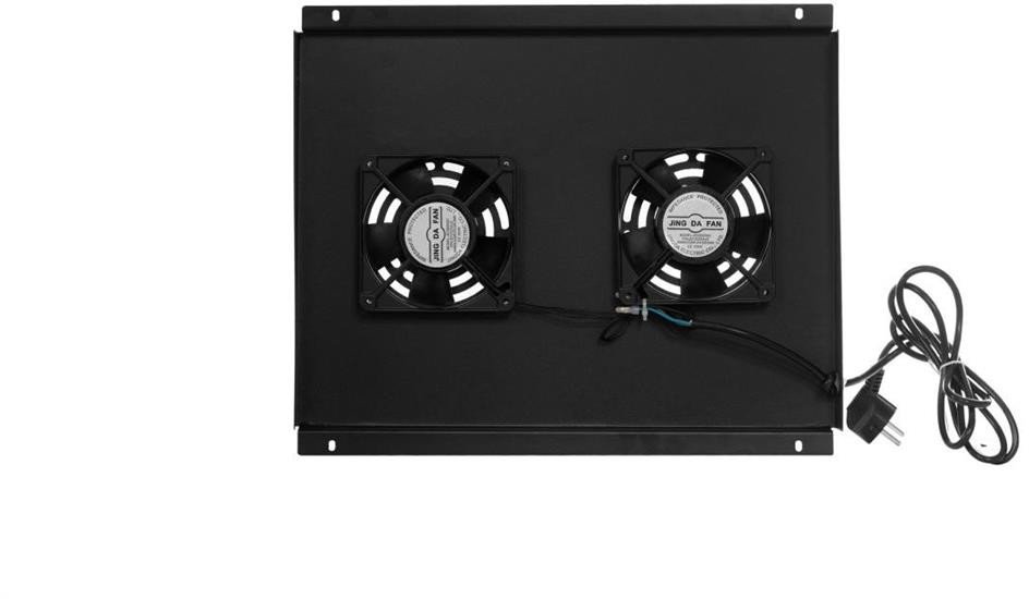 Panel 2x wentylator RACK 19 do szaf 600x600 podsufitowy czarny 420x345mm NEKU FLR