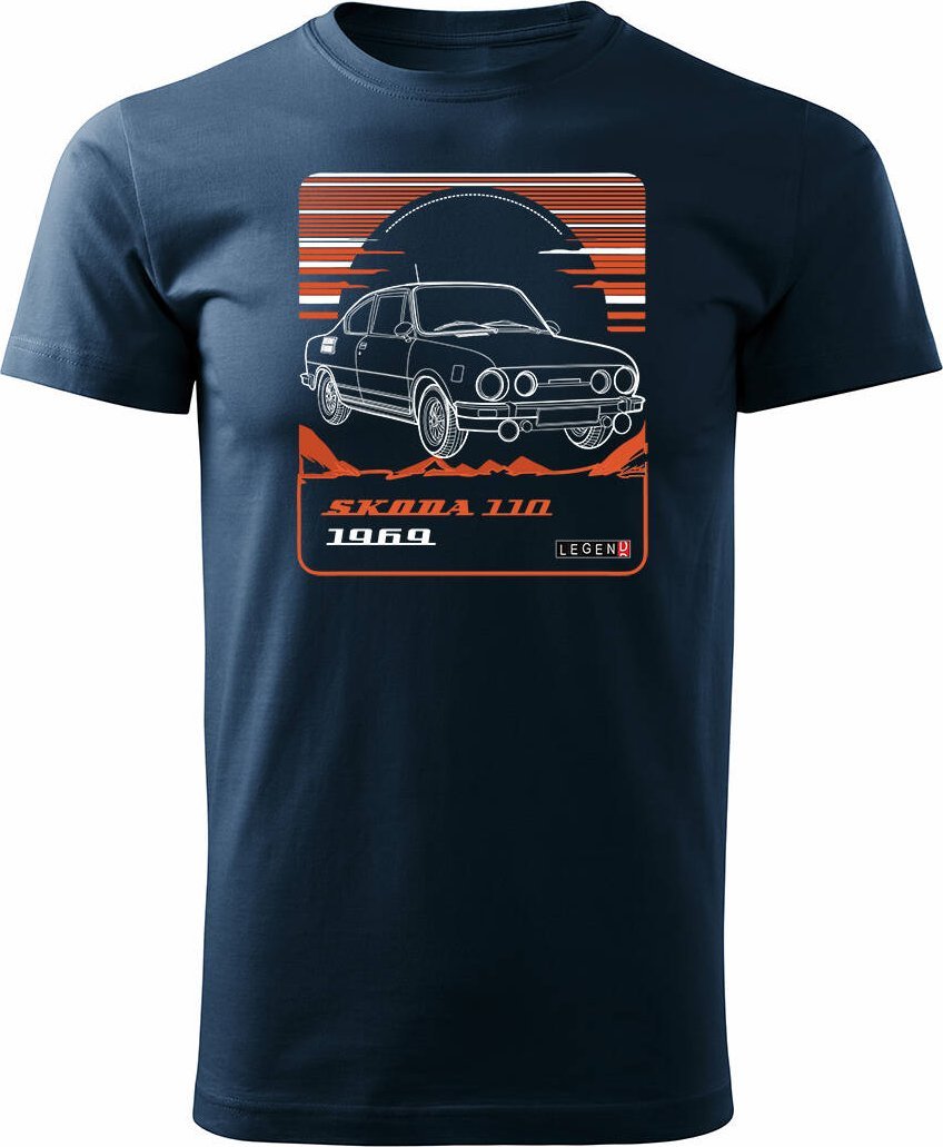 Topslang Koszulka z samochodem Skoda 110 R PRL legend męska granatowa REGULAR XXL