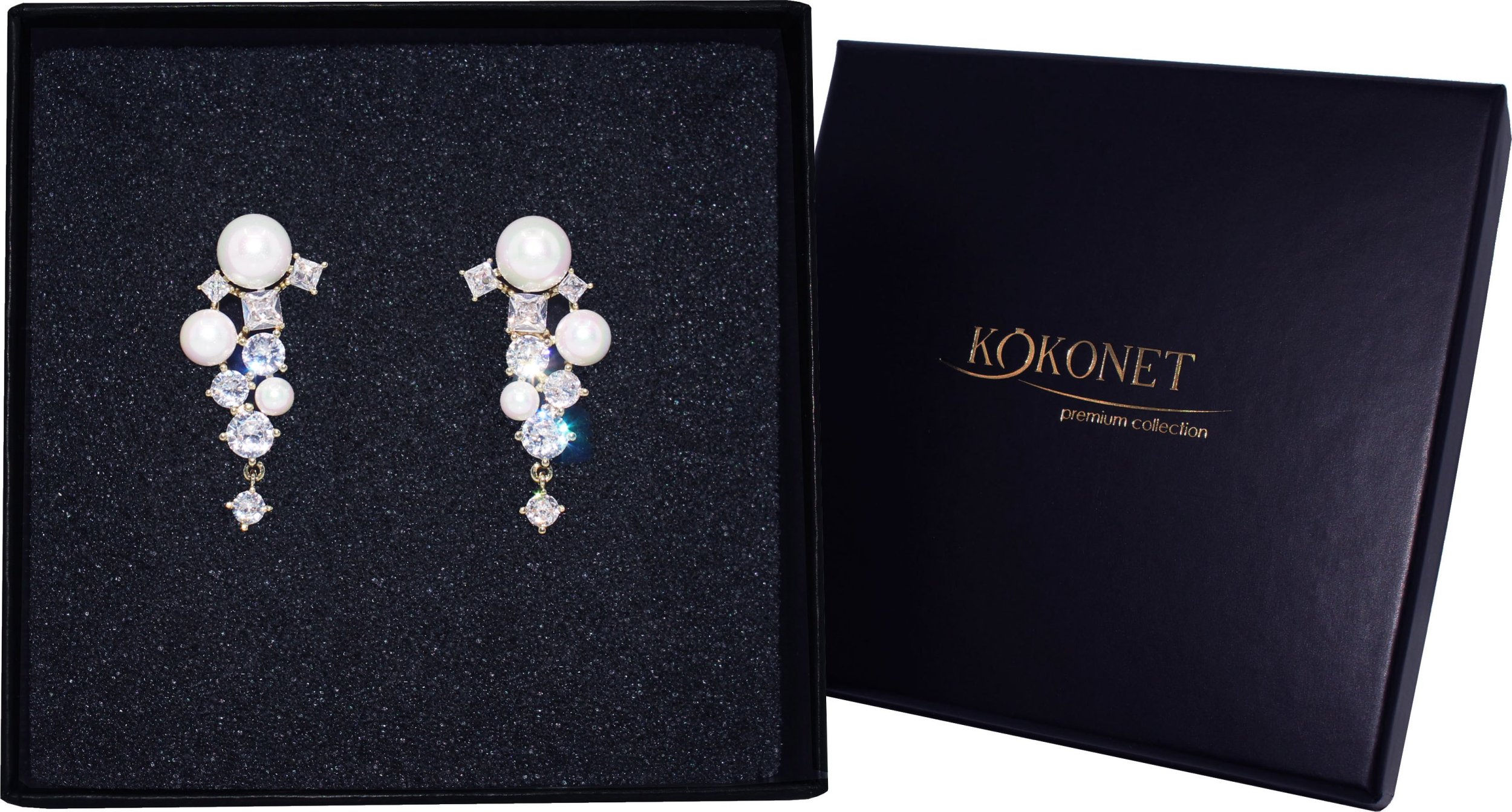 KOKONET Kolczyki z perłami pozłacane na sztyft błyszczące widoczne efektowne ZŁOTE