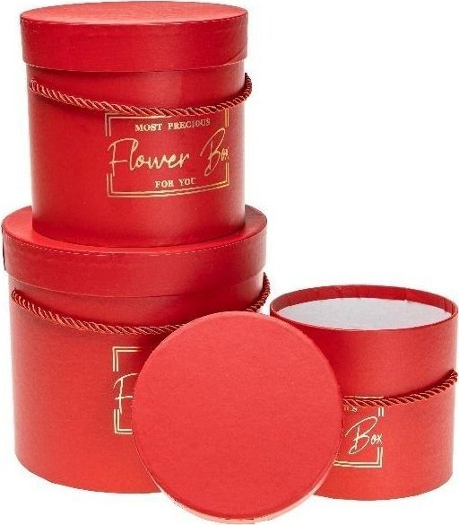 Pudełko Flower Box 3szt czerwony ROZETTE