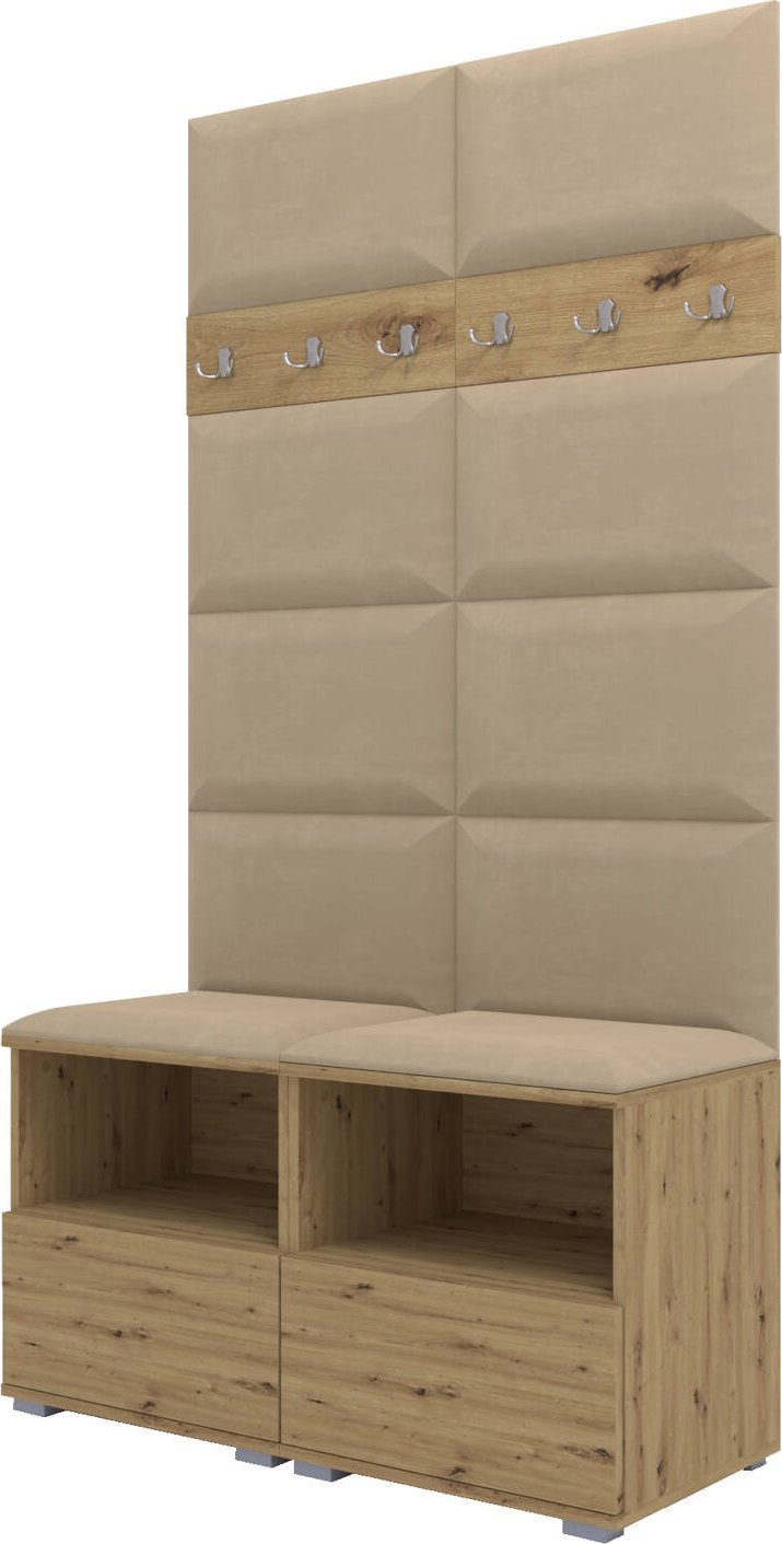 Ravio Tapicerowana garderoba Nela III - kolor dąb artisan + tkanina Trinity 04