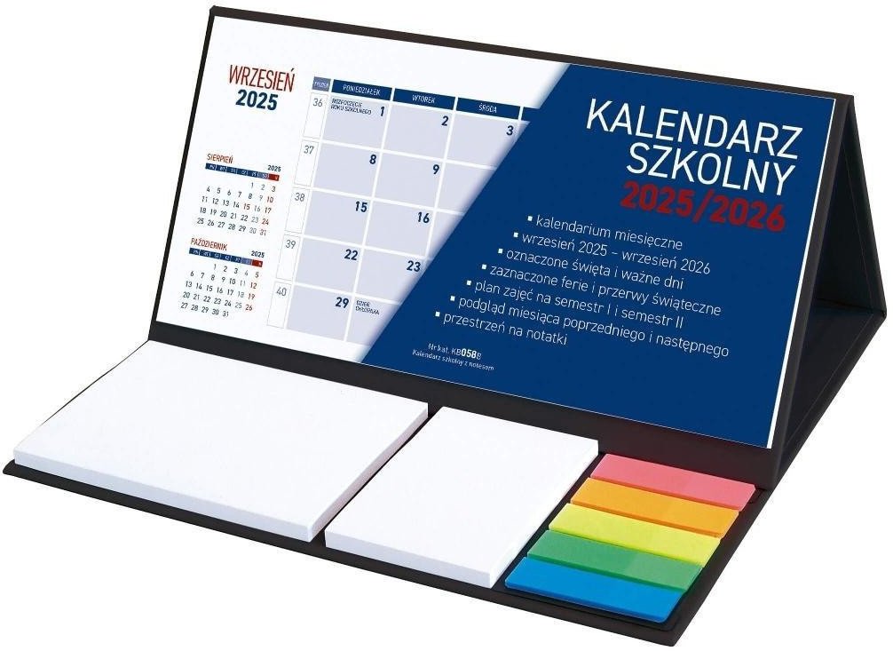 Kalendarz 2025/26 szkolny z notesem czarny