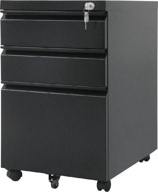 Maclean Maclean MC-850 Szafka podbiurkowa kontenerek metalowy z zamkiem czarna na kółkach