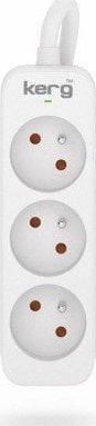 Kerg Przedłużacz KERG bez wyłącznika-3 gniazda-biało-szary-5m-16A-H05VV-F-3x1,5mm2