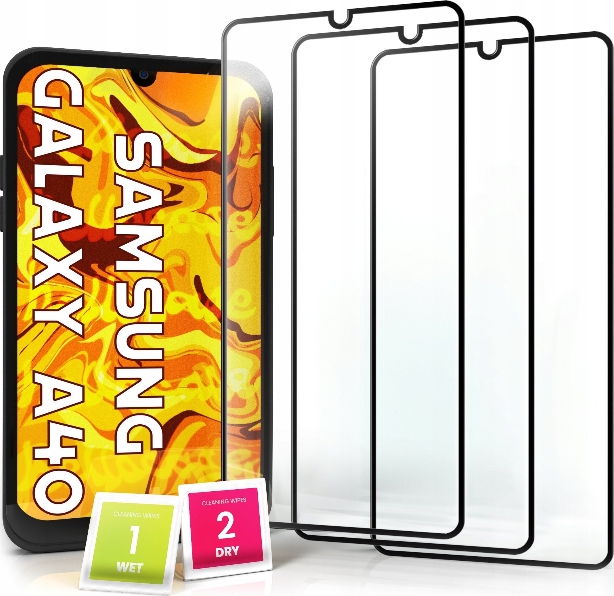 Hello Case 3-pak SZKŁO HARTOWANE DO Samsung Galaxy A40 na cały ekran 9H ochronne 5D