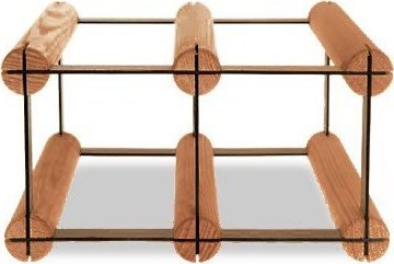 Wamar-Sosenka Regał na wino Stojak na 2 Butelki Szklane/ PET RW-8/ 2x1 Brązowy Metal + Drewno RW-8-2x1-2_O_BR