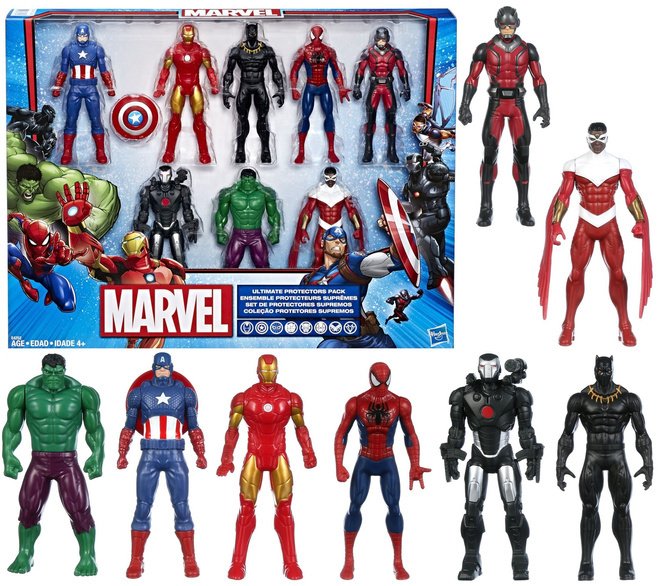Zestaw 8 figurek AVENGERS MARVEL HASBRO E4552 HULK SPIDERMAN FALCON ANTMAN