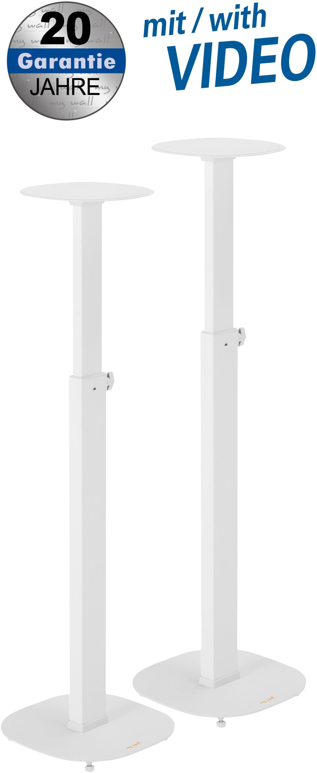 My Wall HS 23 WL Højtalerstander Kan trækkes ud, Gulvstativ, Højdeindstilling Hvid 2 stk