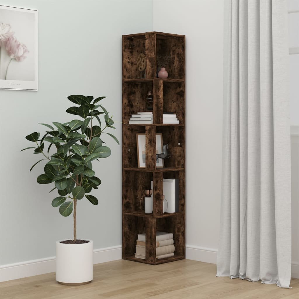 vidaXL Szafka narożna, przydymiony dąb, 33x33x164,5 cm