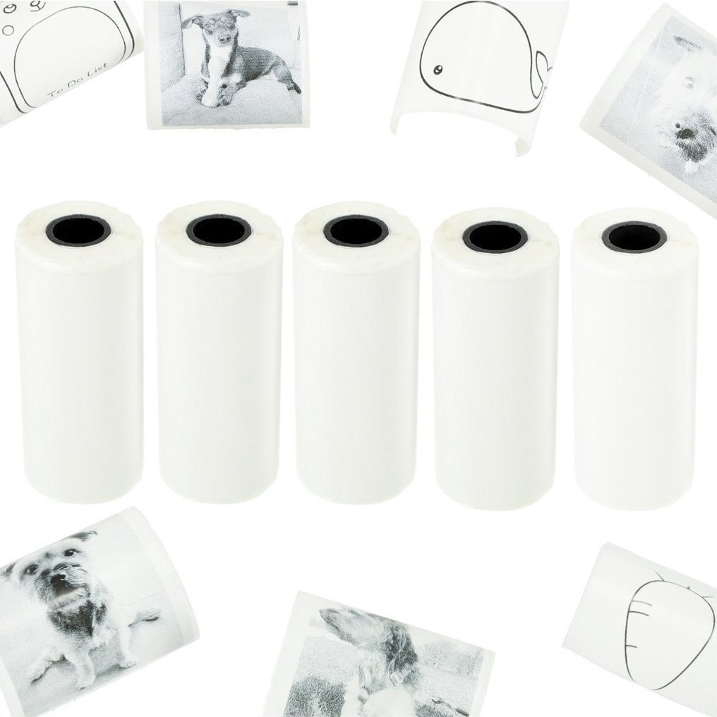 Rolki papier wkład samoprzylepny termiczny do mini drukarki 5,7cmx4,5m 5 sztuk