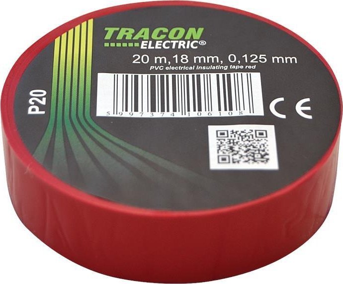Tracon Electric Taśma izolacyjna 20mx18mm czerwony