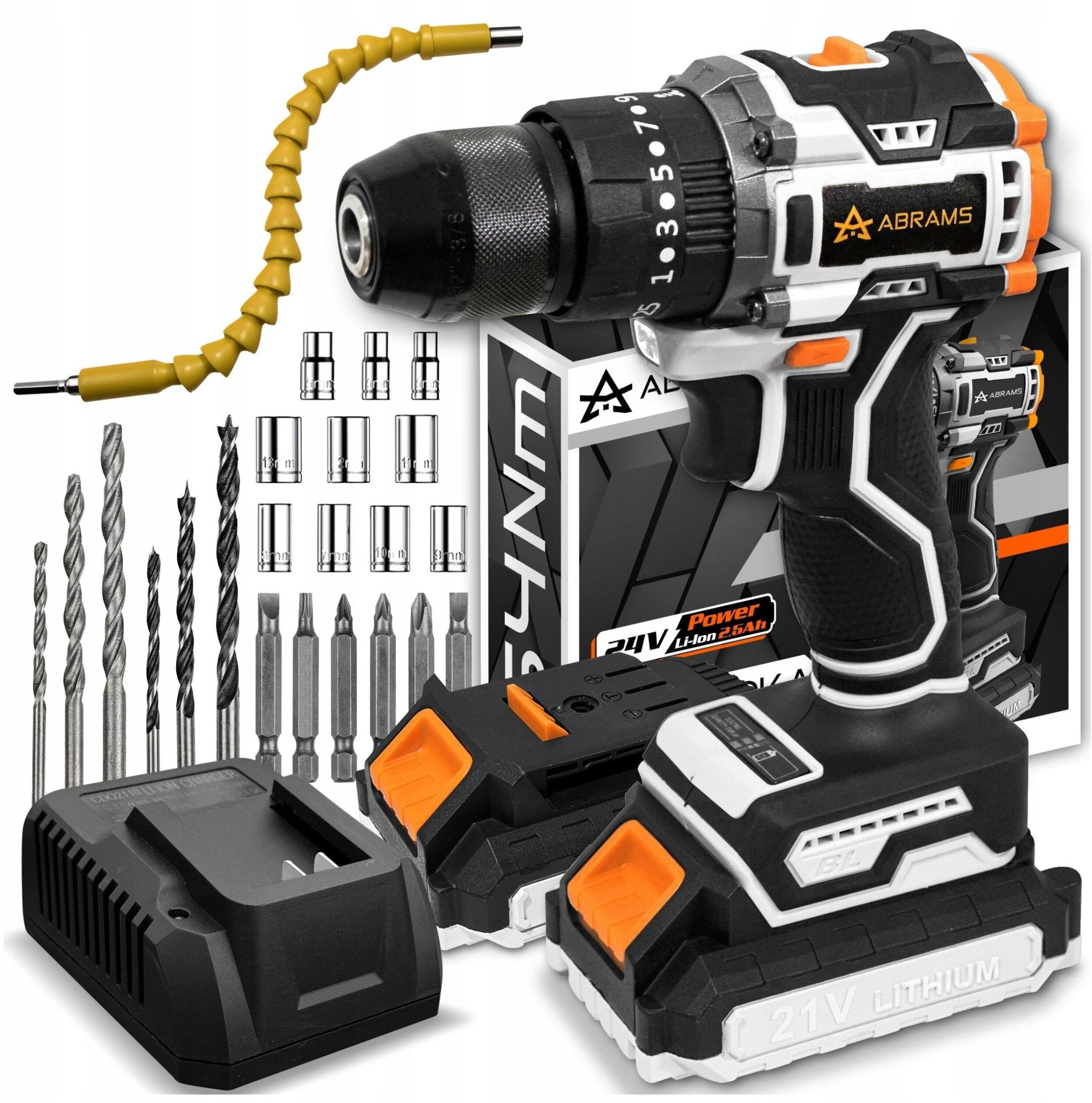 WIERTARKO WKRĘTARKA AKUMULATOROWA UDAROWA BEZSZCZOTKOWA 2X AKU MOCNA ZESTAW