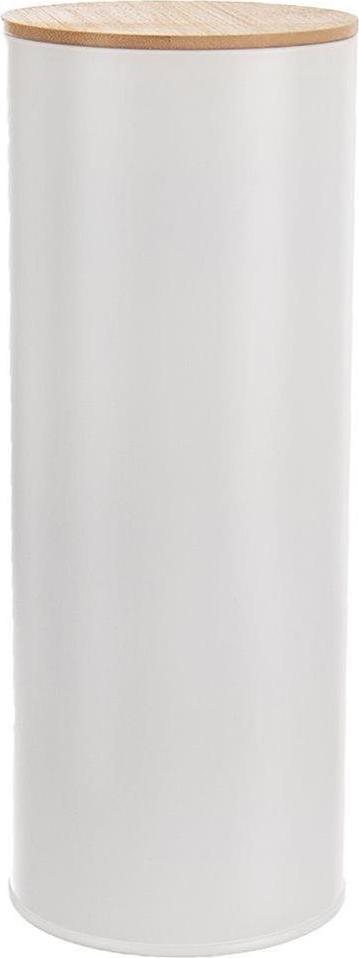 Orion Pojemnik metalowy kuchenny wysoki z uszczelką puszka z pokrywką na spaghetti biały WHITELINE 28,5 cm