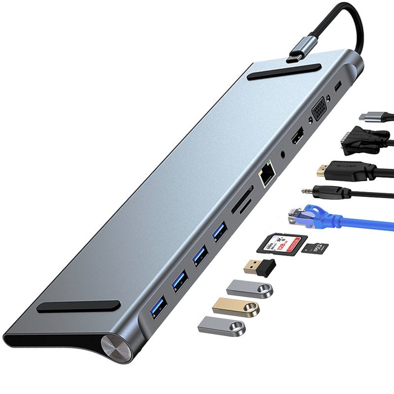 HUB Adapter USB-C 11w1 HDMI / USB / VGA / LAN / AUDIO / SD MacBook Laptop