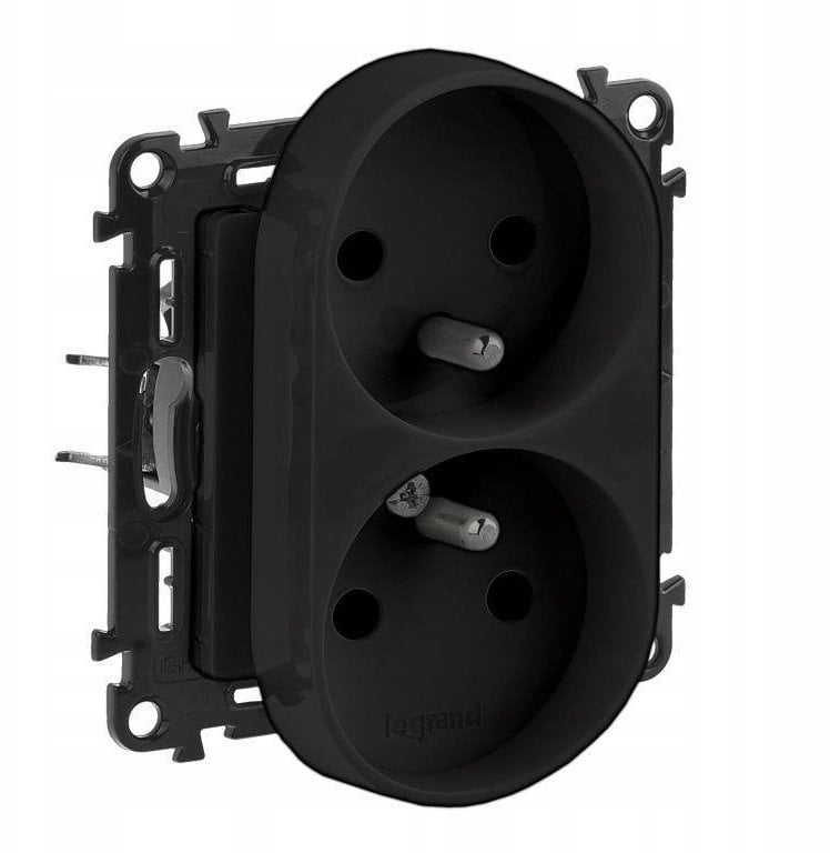 Legrand VALENA LIFE gniazdo 2p+z przesłoną do ramek wielokrotnych czarne 16A 250V 756300