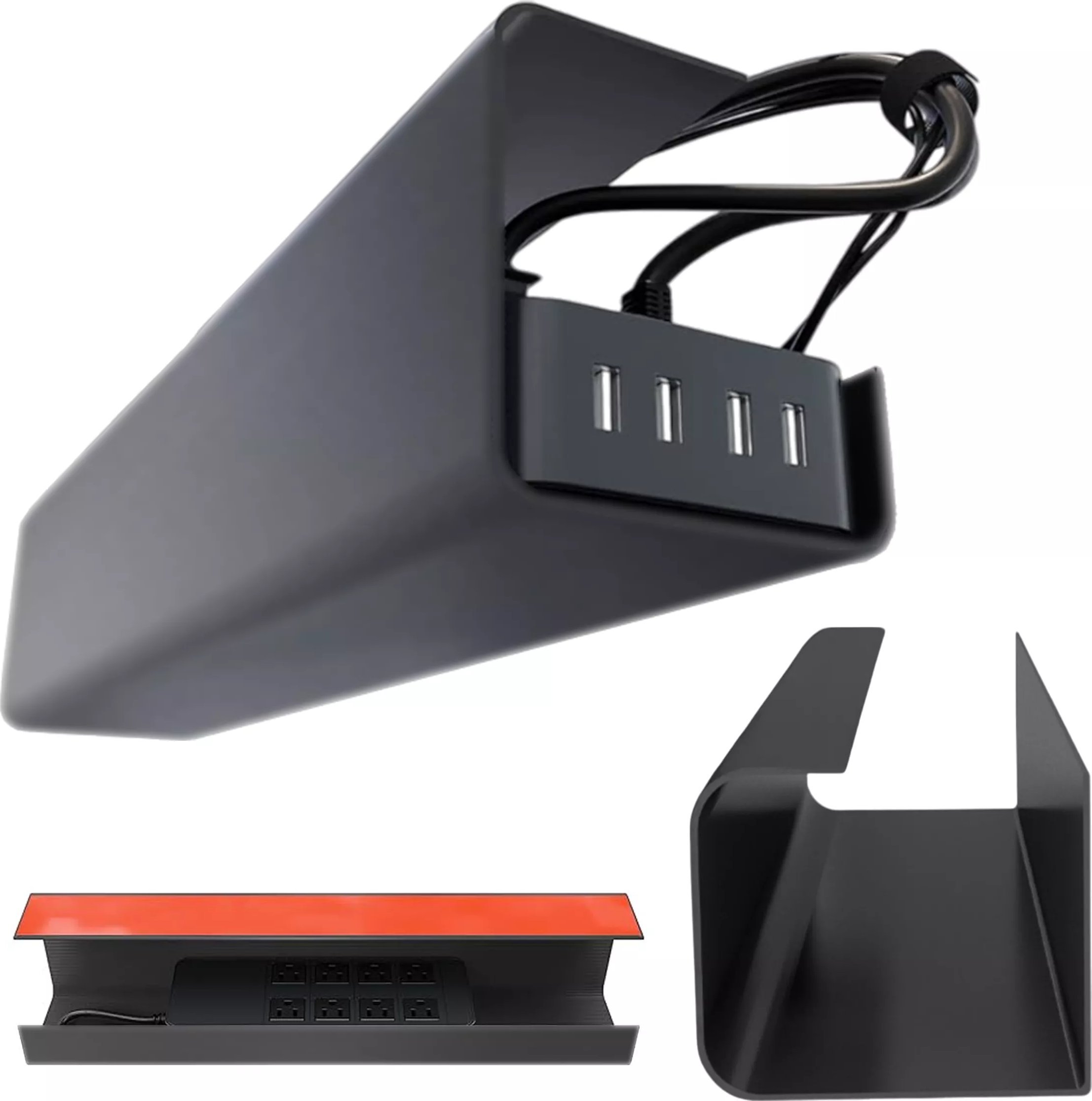 Alogy Organizer kabli pod blat półka na kable listwe przewody blat biurko biurkowy Alogy 55cm Czarny