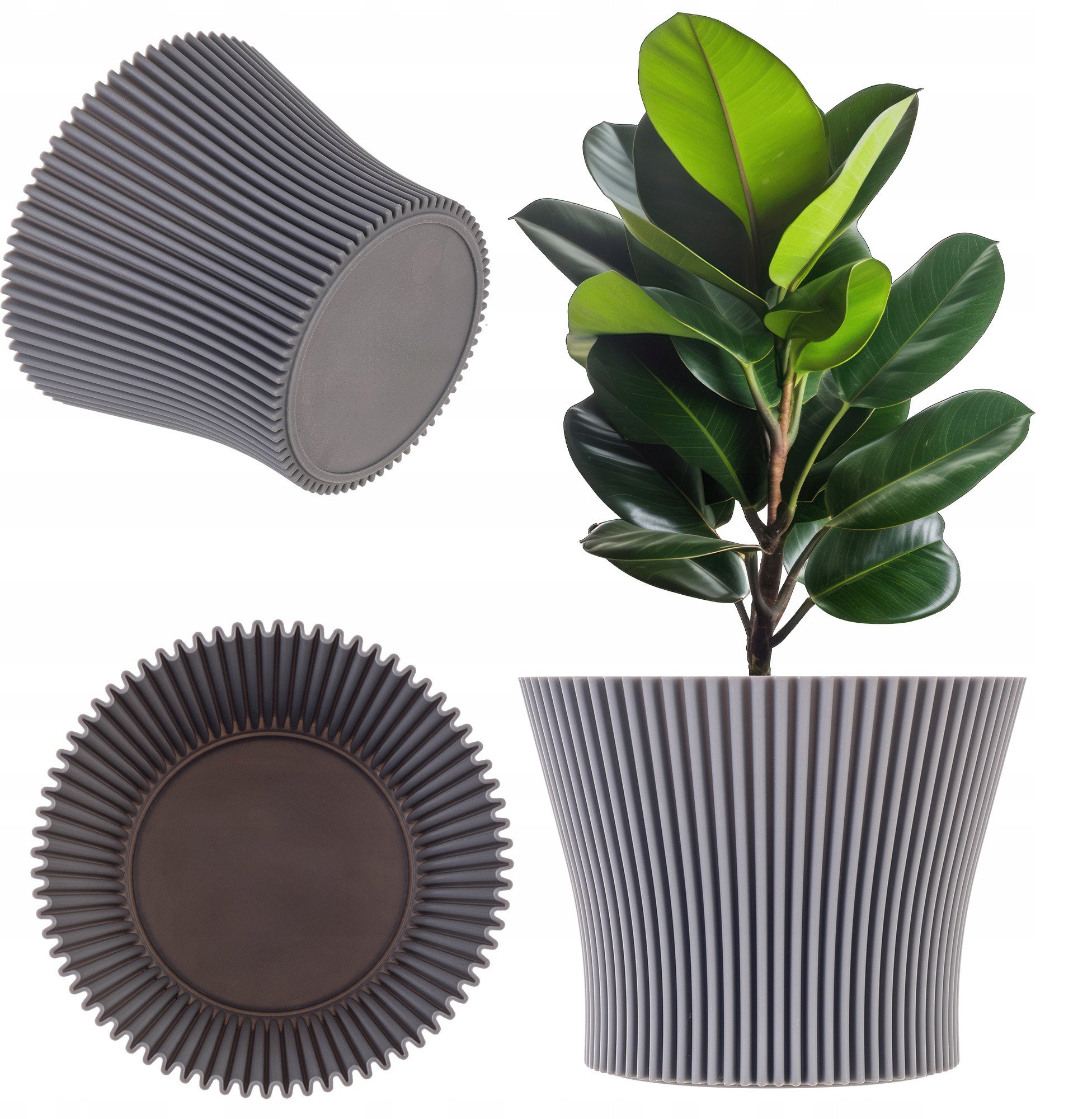 KADAX Doniczka Donica Na Kwiaty 15cm Osłonka Rośliny Kwietnik Plastikowa szara