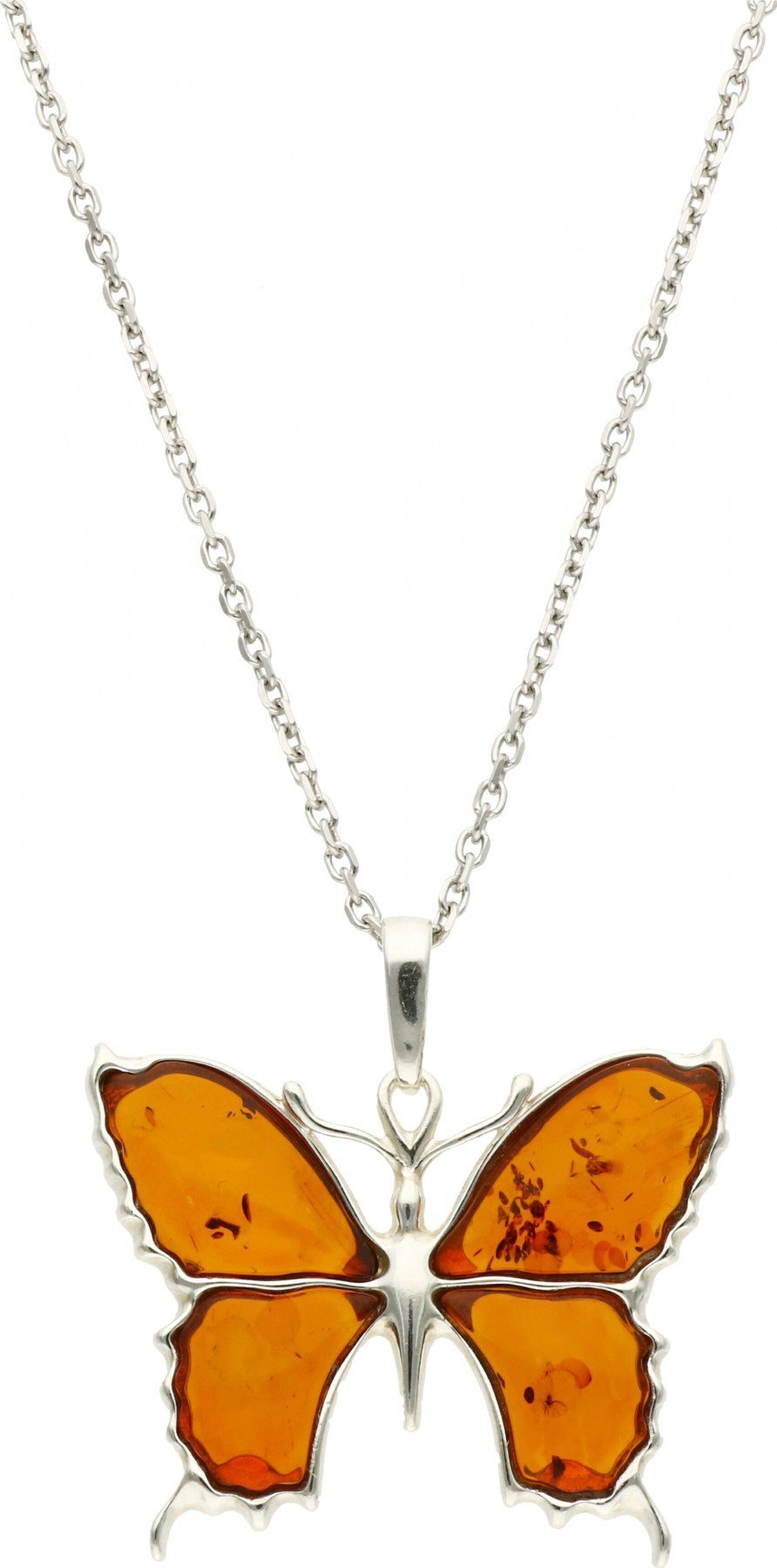 Rosanto Srebrna zawieszka motyl z bursztynem 925